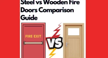Steel fire-rated door installed in an industrial building for fire safety and security