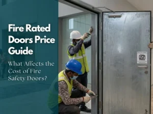 Professional installation of BIS-certified steel fire rated doors in modern Indian office, showing self-closing mechanism for fire safety compliance