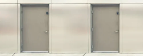Hollow metal press steel doors installed at an industrial facility