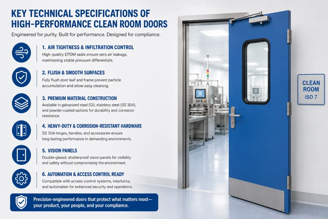 KOR India pharmaceutical facility doors with integrated vision panel