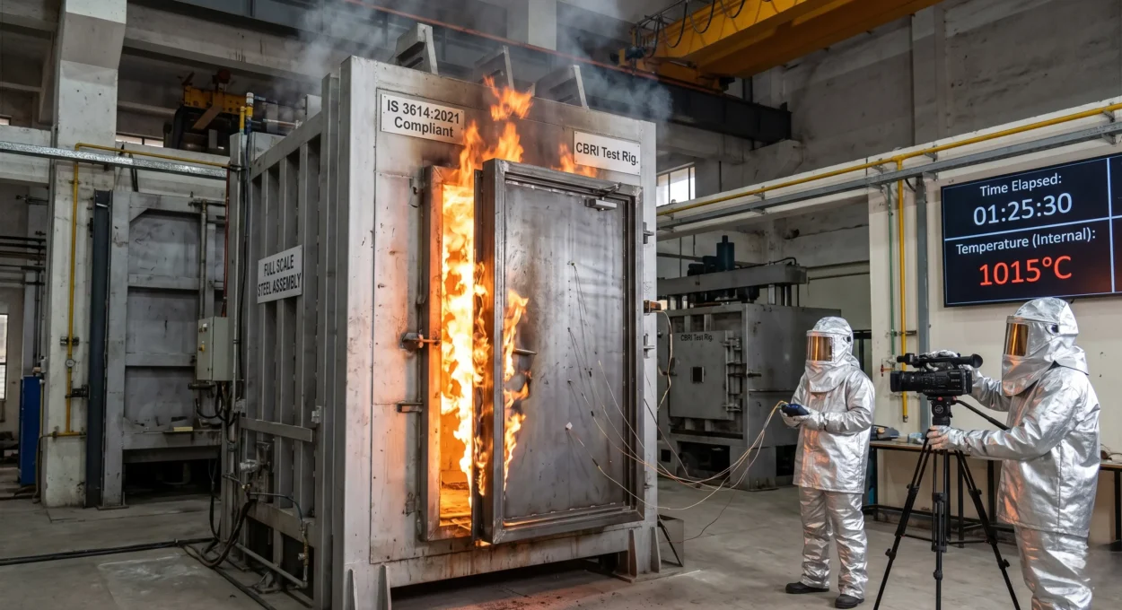 KOR India fire rated doors furnace testing setup at CBRI