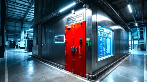 Fire Rated Door Protecting A Data Center Within An Industrial Complex
