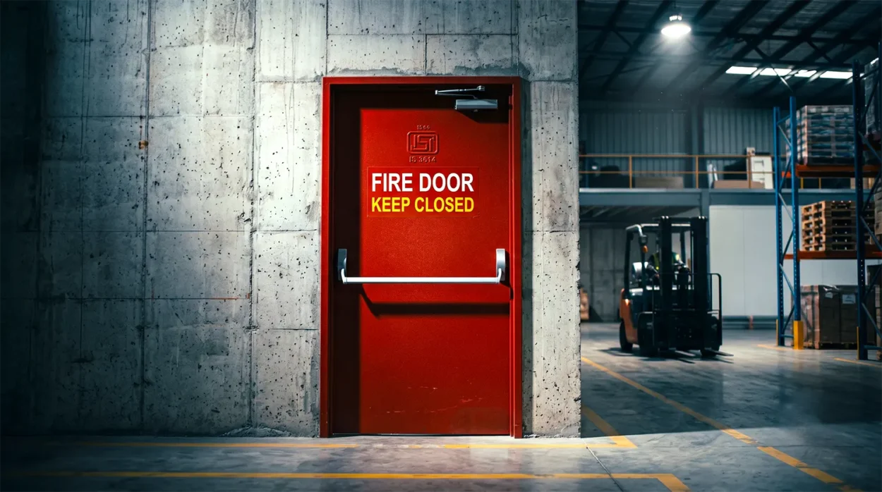 Steel Fire Rated Door Built Into A Modern Warehouse