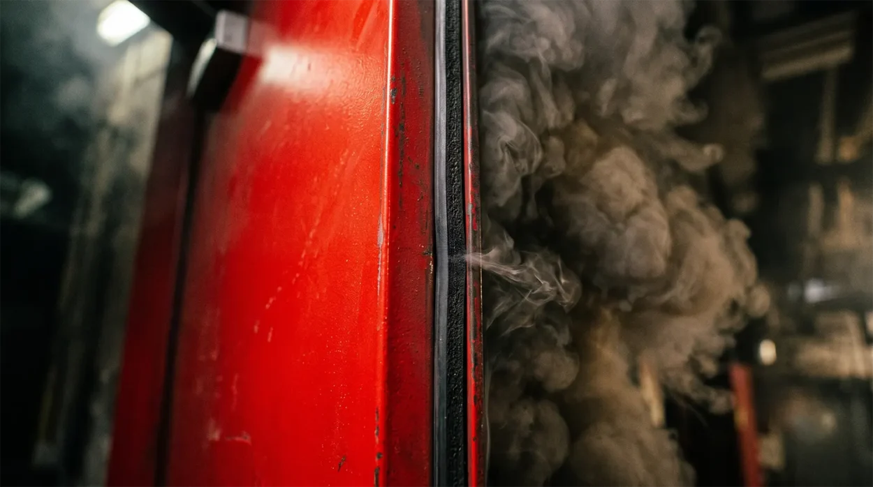 Fire Door Blocking Thick Smoke